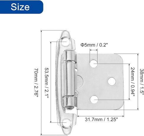 uxcell Cabinet Kitchen Inset Hinges, 20Pcs 1/2" Overlay Semi-Concealed Hinges Face Mount Cabinet Hardware Self-Closing Cabinet Hinges with Screws, Red Bronze in Saudi Arabia