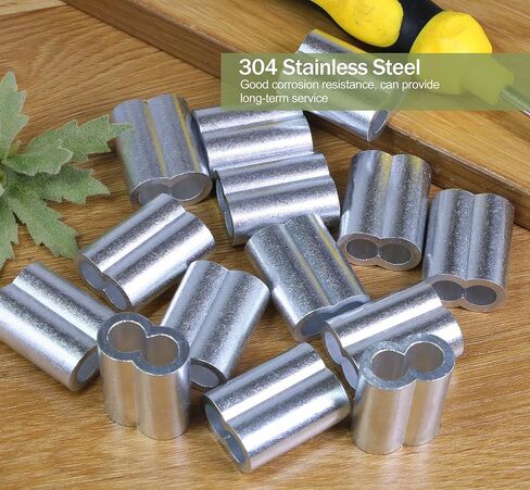 24pcs M6 Aluminum Cable Crimps, Crimping Loop Sleeve Wire Rope Sleeves, Metal Double Barrel Ferrules for Wire Rope End in Saudi Arabia