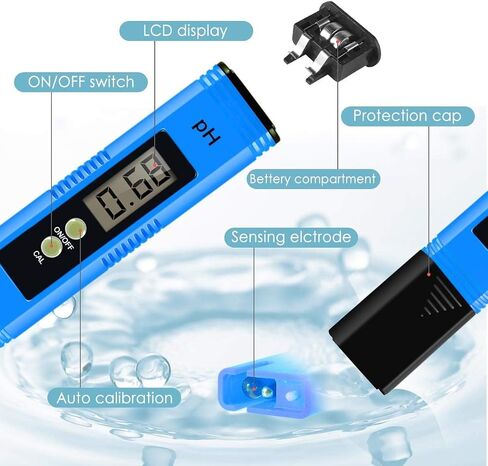 Digital pH Meter, PH Meter, 0.01pH High Accuracy Pen Type pH Tester for Hydroponics, Pocket Size with 0-14 PH Testing Range PH Tester, Drinking Water and Pool in Saudi Arabia