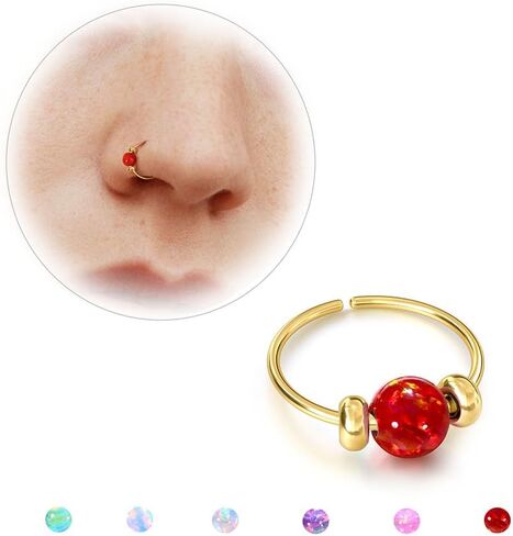 UBGICIG حلقات أنف رفيعة من الأوبال - 24 جرام/20 جرام 316L مجوهرات ثقب الأنف من الفولاذ الجراحي وردي/أزرق/أبيض/أحمر/أرجواني 7 مم فضي/ذهبي in Kuwait