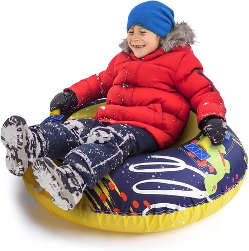 Airefina Kids Inflatable Snow Tube with Cold Resistance PVC and Nylon Handles, 39" Winter Outdoor Skiing with Fabric Cover for Sledding Thickened Double Bottom in Saudi Arabia