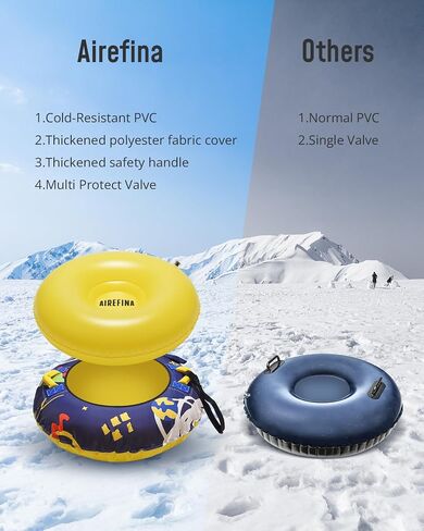 Airefina Kids Inflatable Snow Tube with Cold Resistance PVC and Nylon Handles, 39" Winter Outdoor Skiing with Fabric Cover for Sledding Thickened Double Bottom in Saudi Arabia