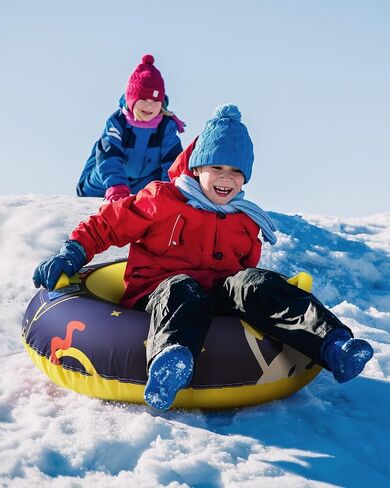Airefina Kids Inflatable Snow Tube with Cold Resistance PVC and Nylon Handles, 39" Winter Outdoor Skiing with Fabric Cover for Sledding Thickened Double Bottom in Saudi Arabia