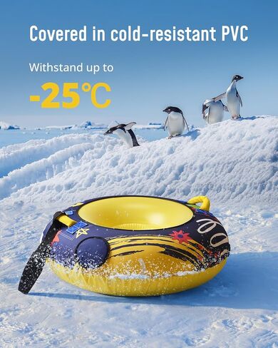 Airefina Kids Inflatable Snow Tube with Cold Resistance PVC and Nylon Handles, 39" Winter Outdoor Skiing with Fabric Cover for Sledding Thickened Double Bottom in Saudi Arabia