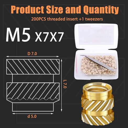 200 Pcs M3 Threaded Inserts for Plastic, M3 Heat Set Insert Brass Metric Knurled Nuts Assortment Kit for 3D Printing in Saudi Arabia