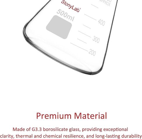 stonylab Erlenmeyer Flasks, 2 Pack 500 ml Narrow Mouth Heavy Wall Borosilicate Glass Erlenmeyer Flask Laboratory Glassware in Saudi Arabia