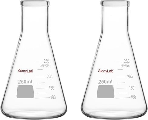 stonylab Erlenmeyer Flasks, 2 Pack 500 ml Narrow Mouth Heavy Wall Borosilicate Glass Erlenmeyer Flask Laboratory Glassware in Saudi Arabia