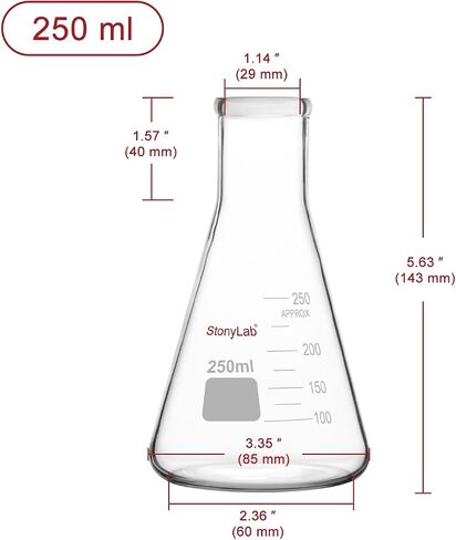 stonylab Erlenmeyer Flasks, 2 Pack 500 ml Narrow Mouth Heavy Wall Borosilicate Glass Erlenmeyer Flask Laboratory Glassware in Saudi Arabia