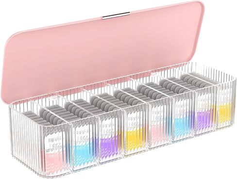 MoKo Cosmetic Contact Lens Storage Organizer Cases with Compartment, Durable Simple Daily Disposable Contact Lenses Case Container Box for All Brands, Clear + Blue in Saudi Arabia