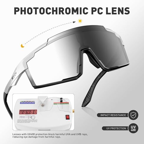 نظارات شمسية رياضية لركوب الدراجات فوتوكروميك للرجال والنساء نظارات MTB الجبلية للحماية من الأشعة فوق البنفسجية أثناء القيادة والجري in Kuwait