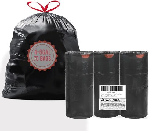 8-10 Gallon Trash Bags Drawstring, 300 Count Bulk, Black & Unscented Multi-purpose Garbage Bags for Business Home Bathroom Kitchen Commercial and Industrial in Saudi Arabia