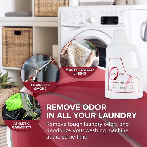 Zero Odor – Laundry Odor Eliminator - Permanently Eliminate laundry Odor – Patented Molecular Technology Best For Clothes, Towels & Linens, Shoes, Bags, Etc. - Smell Great Again, 16oz in Saudi Arabia