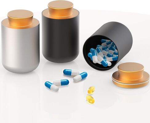 Portable Aluminum Pill Organizer, Lightweight, Large Capacity, Waterproof Suitable for Storing Daily Fish Oil, Vitamins, medications and Supplements for Office outings Travel Camping. (1) in Saudi Arabia
