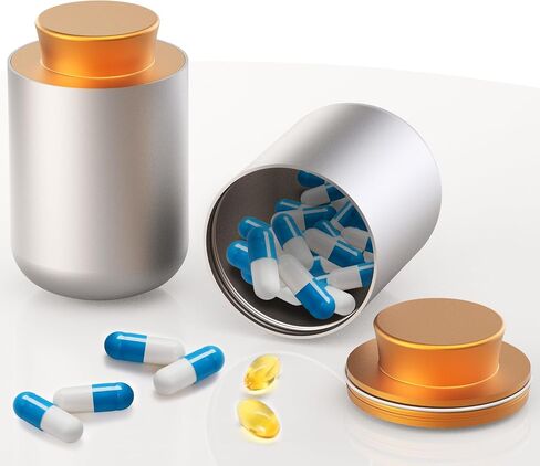Portable Aluminum Pill Organizer, Lightweight, Large Capacity, Waterproof Suitable for Storing Daily Fish Oil, Vitamins, medications and Supplements for Office outings Travel Camping. (1) in Saudi Arabia
