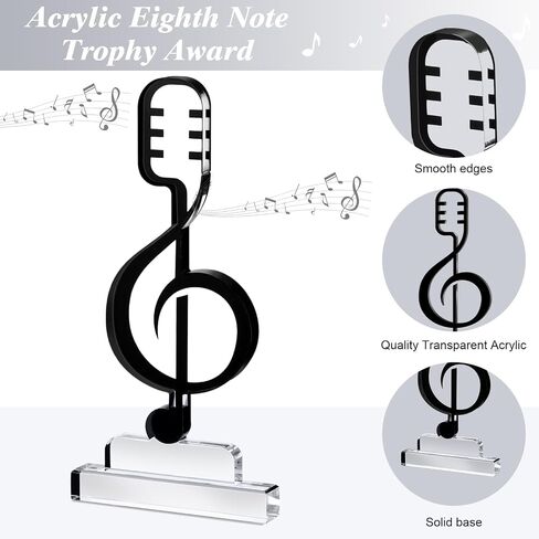Acrylic Music Appreciation Trophy Award Eighth Note Musical Competition Prize Gift for Musician Teacher Student Music Studio Club in Saudi Arabia
