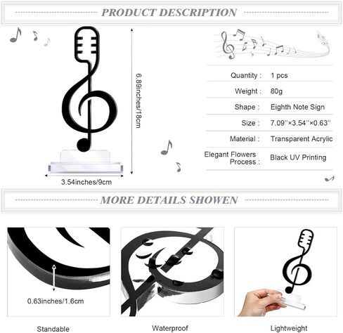 Acrylic Music Appreciation Trophy Award Eighth Note Musical Competition Prize Gift for Musician Teacher Student Music Studio Club in Saudi Arabia