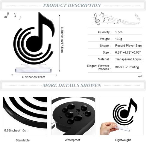 Acrylic Music Appreciation Trophy Award Eighth Note Musical Competition Prize Gift for Musician Teacher Student Music Studio Club in Saudi Arabia