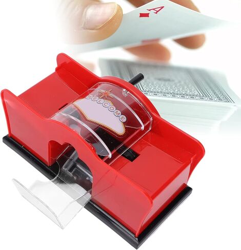 Agatige دليل خلط البطاقات، دليل خلط بطاقات البوكر 1 ‑ 2 مع ذراع يدوي، أداة خلط بطاقات لعب البوكر اليدوية لبطاقة الكازينو UNO، ألعاب البوكر (أحمر) in Kuwait