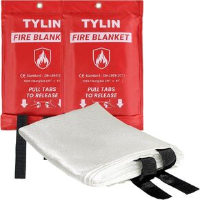TYLIN Fire Blanket – Emergency Fire Blanket for Home & Kitchen, High Heat Resistant Fire Suppression Blankets for Home Safety, Kitchen, and Camping (2)