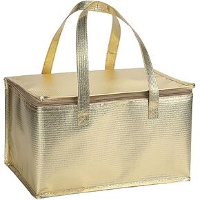 YIKANGHENG Pizza Delivery Bags, 14.5 Inch x 9.8 Inch x 8.6 Inch 3 Layer Non Woven Fabric and Thermal Insulation Cotton for Warm and Cold Keeping (gold)
