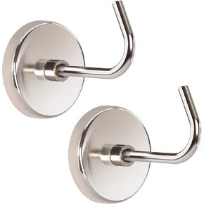 RamPro Magnetic Hooks, 8 Lbs Capacity, Heavy Duty Chrome Plated Magnetic Hook Set for Hanging – Universal Use for Classroom, Kitchen, Garage, or Office – 2 Pack