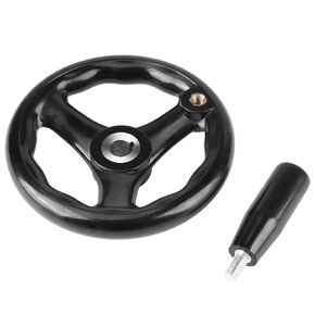 Hand Wheel, 1PC Plastic Hole Diameter 12mm Outer Diameter 125mm Handle Height 8cmmm Black Round 3 Spoke Hand Wheel for Lathe Milling Machine, Grinders, etc