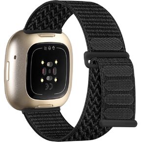 Hamile Breathable Sport Band Compatible with Fitbit Versa 4/Versa 3/Sense/Sense 2 Bands for Women Men, Nylon Loop Soft Waterproof Adjustable Wristbands for Fitbit Sense/Sense 2/Versa 3/4 Smart Watch