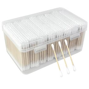 Bamboo Cotton Swabs 800 Count - Double-Tipped Cotton Buds for Ear Cleaning, Makeup, Crafts, and Personal Care - Organic, Biodegradable, and Gentle Swabs for Daily Hygiene and Detailing