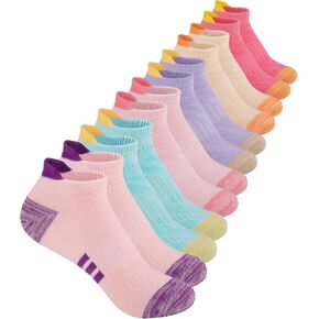 Comfoex 12 Pairs Girls Socks 4-6 6-8 8-10 Years Old Athletic Ankle Socks Cotton Short Socks For Little Big Kids