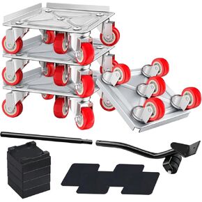4 عبوات من محركات الأثاث شديدة التحمل مع 5 عجلات، دوران 360 درجة مع مجموعة أدوات منزلقة رافع لنقل الأجهزة الثقيلة للثلاجة والأريكة والخزانة in Kuwait