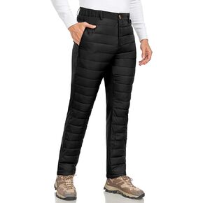 Little Donkey Andy Men's Puffer Pants Winter Warm Fleece Lined Quilted Insulation Snow Ski Pants, Black L