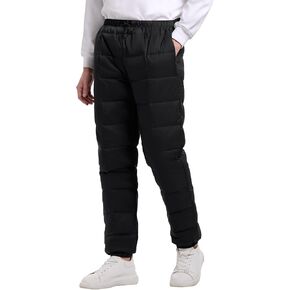 Gihuo Snow Pants Men Winter Warm Down Pants Ski Outdoor High Waisted Puffer Pants Loose Utility Padded Trousers