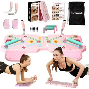 HOTWAVE Portable Workout Equipment with 20 Gym Accessories.Push Up Board &Plank,Resistance Band with Ab Roller Wheel,Exercise at Home For Men and Women