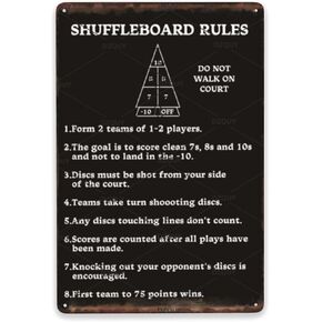Shuffleboard Black Plaque Metal Tin Sign Floor Games Of Shuffleboard Life Interesting Wall Rule Poster For Man Cave Garage Bar Club Cafes Farm Wall Decor 8x12 Inch