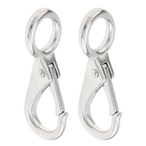 2Pcs Fixed Spring Snap Hook 0#, CLAHJQX 316 Stainless Steel Fixed Eye Clip Boat Carabiner Marine Hooks for Dock Hardware Accessories/Rope/Leash, Car Keychains