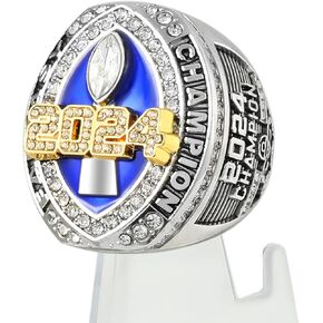 TELDGITH Fantasy Football Ring 2024 Gold Silver Award Trophy League Champions Winner MVP Championship Ring with Wooden Display Box
