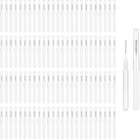 ZLY 100pcs White Interdental Brushes,Braces Flossers,Braces Brush Cleaner Toothpicks Floss Picks, Eyebrow Spoolies Lamination Brush for Cleaning Teeth, Braces, and Brushing Eyelashes, Eyebrows