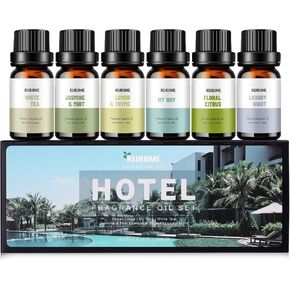 Fragrance Oils, Hotel Collection Diffuser Oil, Luxury Hotel Essential Oil Set for Diffuser, Soap & Candle Making Scents - Luxury Night, Jasmine & Mint, Lemon & Thyme, White Tea, Floral Citrus, My Way