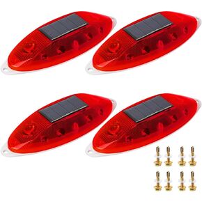 Solar Strobe Warning Light Sensitive LED Warning Lamp Super Bright IP65 Waterproof Light Control Flashing Beacon Barricade Construction Safety Road Signs Flash Traffic Lights-4 PCS (Yellow)
