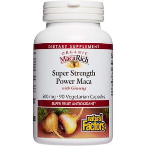 MacaRich by Natural Factors, Super Strength Power Maca, Superfruit Antioxidant Supplement with Ginseng, 90 capsules (90 servings)