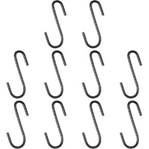 PATIKIL 2.8" S Shaped Hooks, 10 Pack Multipurpose S Hanging Hooks for Hanging Items in Your Home, Garage, Workshop, Black