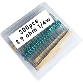 3.9 1/4W, 3.9R1/4W, 3.9 ohm, 3.9 R 1/4W, 3.9Ωresistor, 3.9 ohm resistor, 3.9 ohm Metal resistor, 3.9 R Metal Film resistors 1/4w(0.25w) 1% tolerance 0.01 MF Metal Film Fixed Resistor 300 pcs