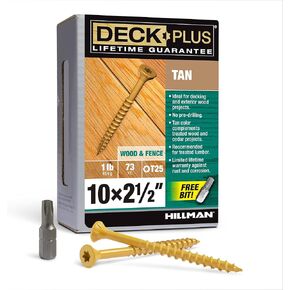 Deck Plus 48415 Wood Screws #10 x 2-1/2", Tan, 1lb Box