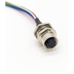 M12 8Pin Female Connector Cable,A Coded Straight Back Mount Cable 1M Waterproof Female Aviation Socket UnShielded Electrical Cable IP67 Sensor Receptacle (1Meter)