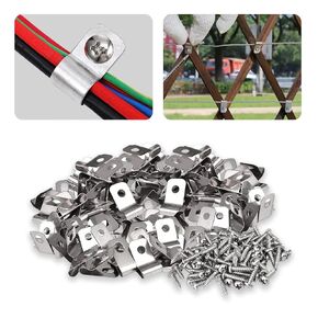 Fence Wire Clamps Agricultural Fencing Mounting Clips, Stainless Steel Wire Clips with Screws Vinyl Fence Clips for Christmas Tree Wire Clamps Welded Wire to Wood, Metal or Vinyl Fence(50)