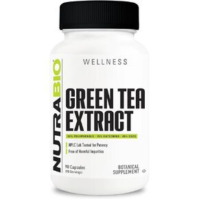 NutraBio Green Tea Extract, Adds Antioxidant Benefits and Helps Overall Health and Well-Being, 500mg - 90 Capsules