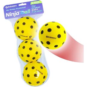 Enhance Pickleball Ninja Ball - The Original Silent Pickleball - Foam Pickleball for Quiet Practice at Home - Comes with 3 Balls - Indoor or Outdoor Pickleball Balls for Quiet Practice