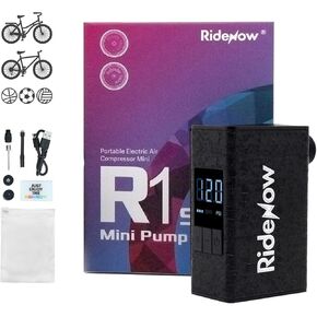 RideNow Mini Bike Pump, Compact Bicycle Pump with Gauge, Bike Tire Pump with Auto Stop, Portable Bicycle Pump for Mountain/City/Road Bike with Presta & Schrader Valve