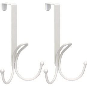 FYY Over The Door Hooks - 2 Pack Door Hangers with Sponge Pad Prevent Scratches Heavy Duty Organizer Hooks for Hanging Clothes, Robe, Towels, Hats, Bags White, Fit 1.2-1.47 inch Door