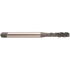 YG-1 BW Series Vanadium Alloy HSS Spiral Flute Tap, Uncoated (Bright) Finish, Round Shank with Square End, Modified Bottoming Chamfer, M6-1.0 Thread Size, D5 Tolerance